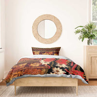 Hawaii Christmas Poinsettia Lei Bedding Set Tapa Pattern LT01 - Polynesian Pride
