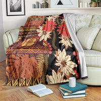 Hawaii Christmas Poinsettia Lei Blanket Tapa Pattern LT01 Brown - Polynesian Pride