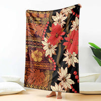 Hawaii Christmas Poinsettia Lei Blanket Tapa Pattern LT01 - Polynesian Pride