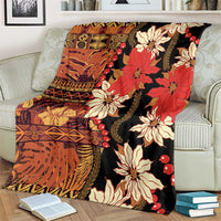 Hawaii Christmas Poinsettia Lei Blanket Tapa Pattern LT01 - Polynesian Pride