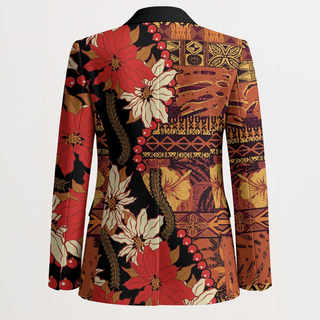 Hawaii Christmas Poinsettia Lei Blazer Tapa Pattern LT01 - Polynesian Pride