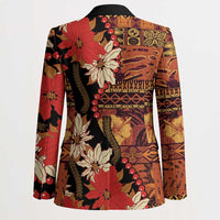 Hawaii Christmas Poinsettia Lei Blazer Tapa Pattern LT01 - Polynesian Pride