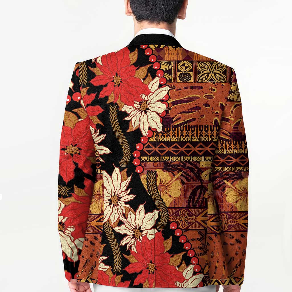 Hawaii Christmas Poinsettia Lei Blazer Tapa Pattern LT01 - Polynesian Pride