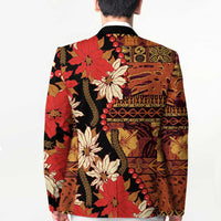 Hawaii Christmas Poinsettia Lei Blazer Tapa Pattern LT01 - Polynesian Pride