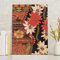 Hawaii Christmas Poinsettia Lei Canvas Wall Art Tapa Pattern LT01 Without Frame Brown - Polynesian Pride