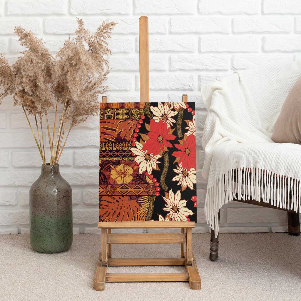 Hawaii Christmas Poinsettia Lei Canvas Wall Art Tapa Pattern LT01 - Polynesian Pride