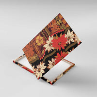 Hawaii Christmas Poinsettia Lei Canvas Wall Art Tapa Pattern LT01 With Frame Brown - Polynesian Pride