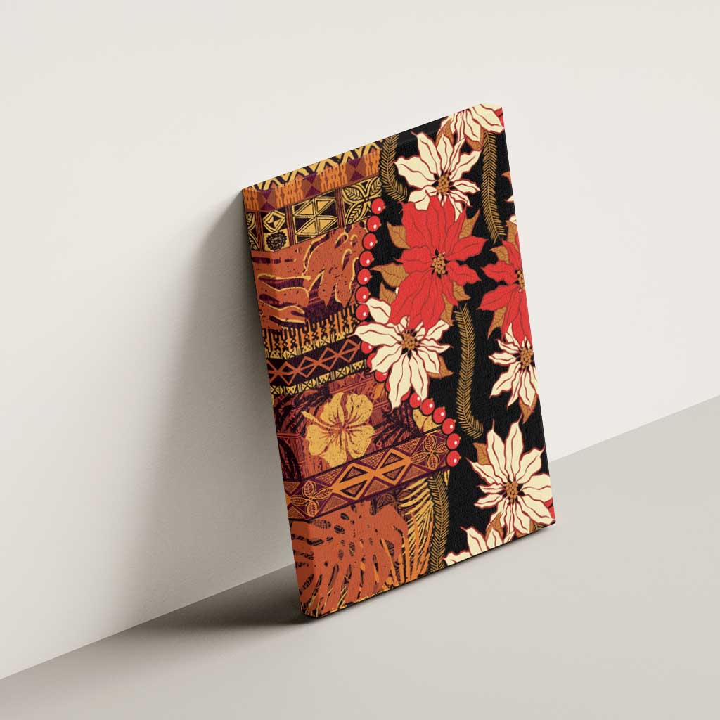 Hawaii Christmas Poinsettia Lei Canvas Wall Art Tapa Pattern LT01 - Polynesian Pride