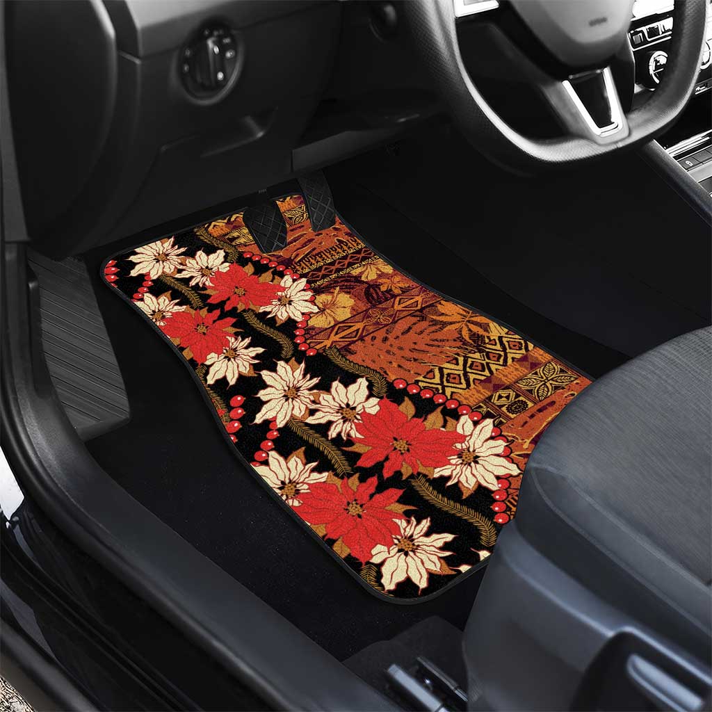 Hawaii Christmas Poinsettia Lei Car Mats Tapa Pattern LT01 - Polynesian Pride