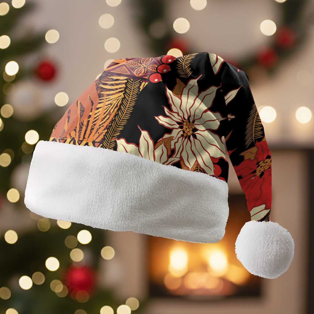 Hawaii Christmas Poinsettia Lei Christmas Santa Hat Tapa Pattern LT01 Without Fur Brown - Polynesian Pride
