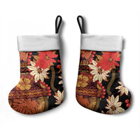Hawaii Christmas Poinsettia Lei Christmas Stocking Tapa Pattern LT01 - Polynesian Pride