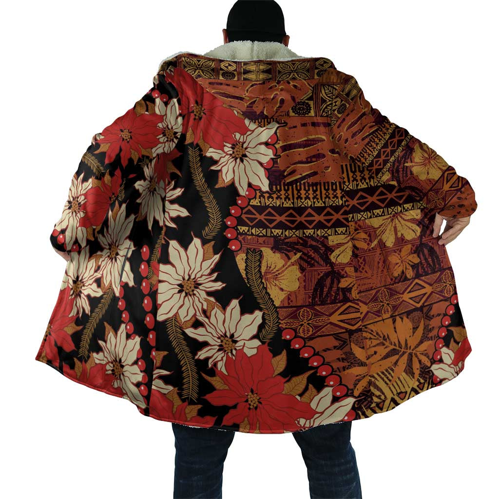 Hawaii Christmas Poinsettia Lei Cloak Tapa Pattern LT01 - Polynesian Pride