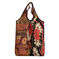 Hawaii Christmas Poinsettia Lei Grocery Bag Tapa Pattern LT01 - Polynesian Pride