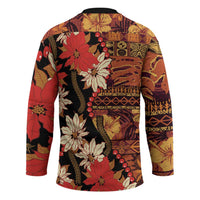 Hawaii Christmas Poinsettia Lei Hockey Jersey Tapa Pattern LT01 - Polynesian Pride