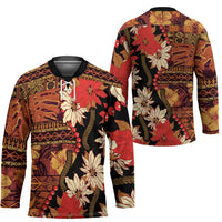 Hawaii Christmas Poinsettia Lei Hockey Jersey Tapa Pattern LT01 - Polynesian Pride