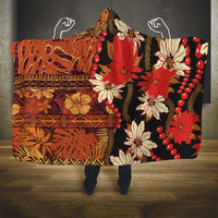 Hawaii Christmas Poinsettia Lei Hooded Blanket Tapa Pattern LT01 - Polynesian Pride