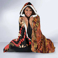 Hawaii Christmas Poinsettia Lei Hooded Blanket Tapa Pattern LT01 - Polynesian Pride