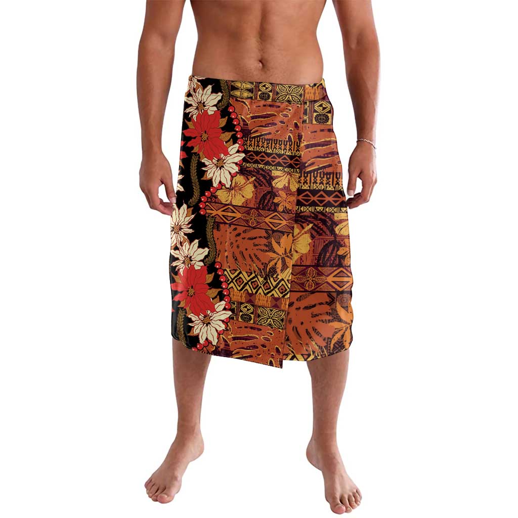 Hawaii Christmas Poinsettia Lei Lavalava Tapa Pattern LT01 Brown - Polynesian Pride