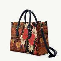 Hawaii Christmas Poinsettia Lei Leather Bag Tapa Pattern LT01 Brown - Polynesian Pride