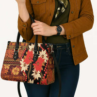 Hawaii Christmas Poinsettia Lei Leather Bag Tapa Pattern LT01 - Polynesian Pride