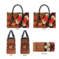 Hawaii Christmas Poinsettia Lei Leather Bag Tapa Pattern LT01 - Polynesian Pride