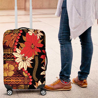 Hawaii Christmas Poinsettia Lei Luggage Cover Tapa Pattern LT01 Brown - Polynesian Pride