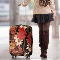 Hawaii Christmas Poinsettia Lei Luggage Cover Tapa Pattern LT01 - Polynesian Pride