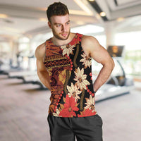 Hawaii Christmas Poinsettia Lei Men Tank Top Tapa Pattern LT01 Brown - Polynesian Pride