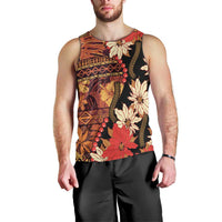 Hawaii Christmas Poinsettia Lei Men Tank Top Tapa Pattern LT01 - Polynesian Pride