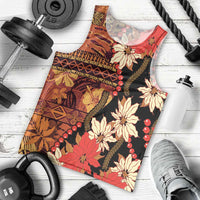 Hawaii Christmas Poinsettia Lei Men Tank Top Tapa Pattern LT01 - Polynesian Pride