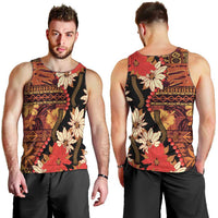 Hawaii Christmas Poinsettia Lei Men Tank Top Tapa Pattern LT01 - Polynesian Pride