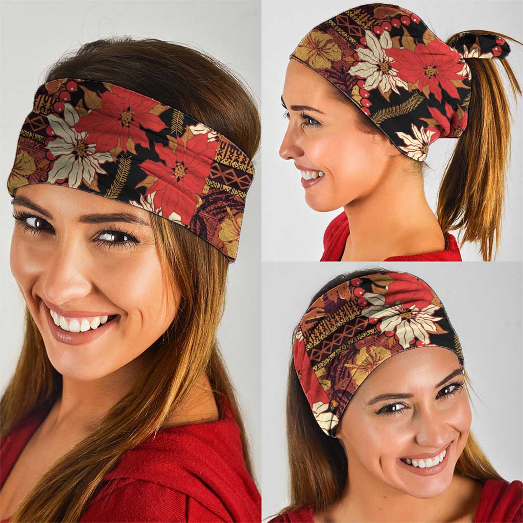 Hawaii Christmas Poinsettia Lei Neck Gaiter Tapa Pattern LT01 - Polynesian Pride