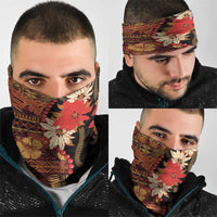 Hawaii Christmas Poinsettia Lei Neck Gaiter Tapa Pattern LT01 - Polynesian Pride