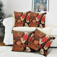 Hawaii Christmas Poinsettia Lei Pillow Cover Tapa Pattern LT01 - Polynesian Pride