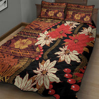 Hawaii Christmas Poinsettia Lei Quilt Bed Set Tapa Pattern LT01 - Polynesian Pride