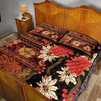 Hawaii Christmas Poinsettia Lei Quilt Bed Set Tapa Pattern LT01 - Polynesian Pride