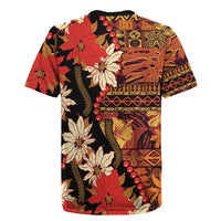 Hawaii Christmas Poinsettia Lei Rugby Jersey Tapa Pattern LT01 - Polynesian Pride