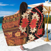 Hawaii Christmas Poinsettia Lei Sarong Tapa Pattern LT01 One Size 44 x 66 inches Brown - Polynesian Pride