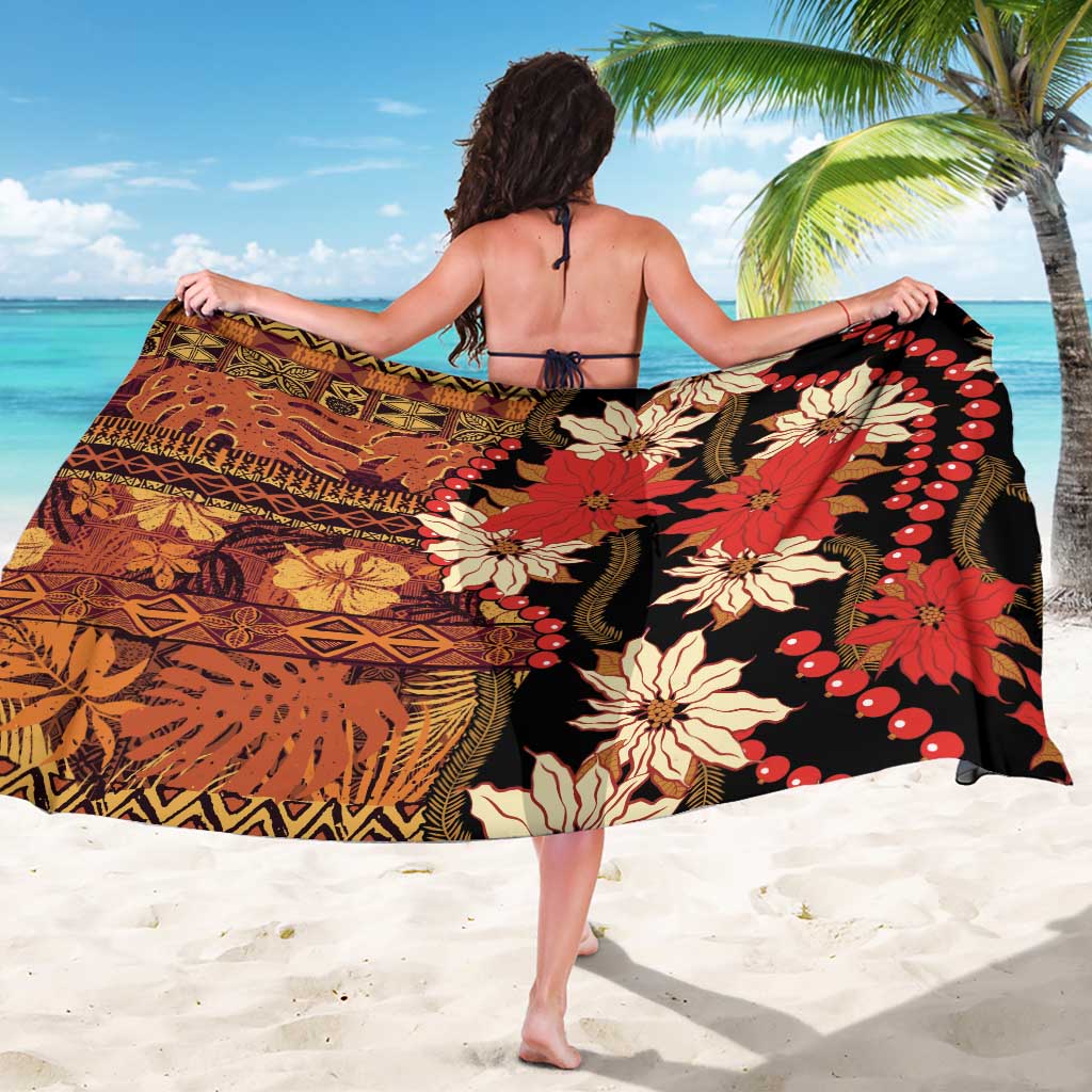 Hawaii Christmas Poinsettia Lei Sarong Tapa Pattern LT01 - Polynesian Pride