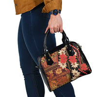 Hawaii Christmas Poinsettia Lei Shoulder Handbag Tapa Pattern LT01 - Polynesian Pride