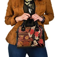 Hawaii Christmas Poinsettia Lei Shoulder Handbag Tapa Pattern LT01 - Polynesian Pride
