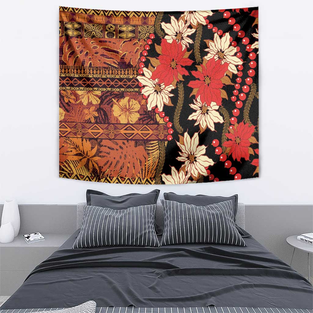 Hawaii Christmas Poinsettia Lei Tapestry Tapa Pattern LT01 - Polynesian Pride
