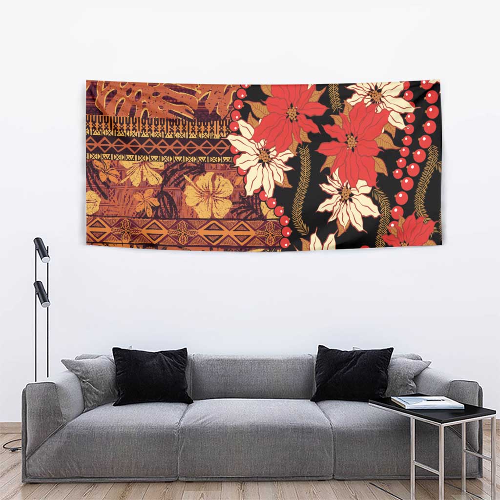 Hawaii Christmas Poinsettia Lei Tapestry Tapa Pattern LT01 - Polynesian Pride