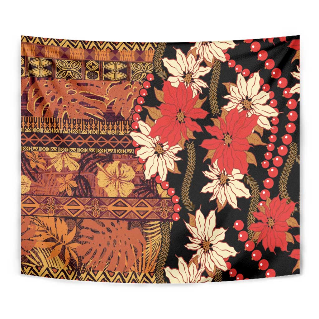 Hawaii Christmas Poinsettia Lei Tapestry Tapa Pattern LT01 - Polynesian Pride