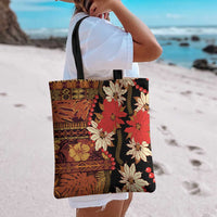 Hawaii Christmas Poinsettia Lei Tote Bag Tapa Pattern LT01 - Polynesian Pride