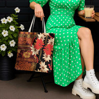 Hawaii Christmas Poinsettia Lei Tote Bag Tapa Pattern LT01 - Polynesian Pride