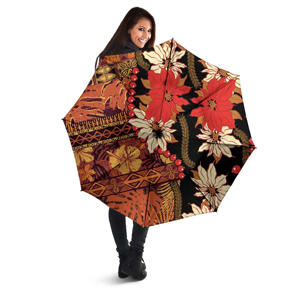 Hawaii Christmas Poinsettia Lei Umbrella Tapa Pattern LT01 - Polynesian Pride