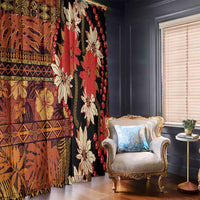 Hawaii Christmas Poinsettia Lei Window Curtain Tapa Pattern LT01 - Polynesian Pride