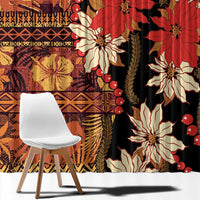 Hawaii Christmas Poinsettia Lei Window Curtain Tapa Pattern LT01 - Polynesian Pride