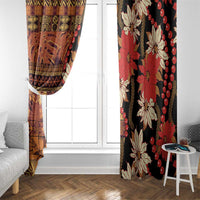 Hawaii Christmas Poinsettia Lei Window Curtain Tapa Pattern LT01 - Polynesian Pride